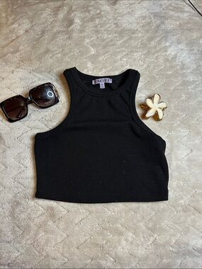 Ribbed jersey tank cropped